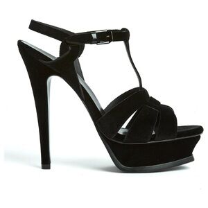 Saint Laurent Tribute Black Platform Heels Sandals size 41, usa 10